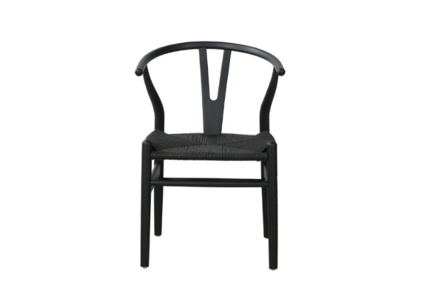Picture of WISHBONE Solid Wood Y Replica Chair (Black Frame-Black Seat) - 53x50x79