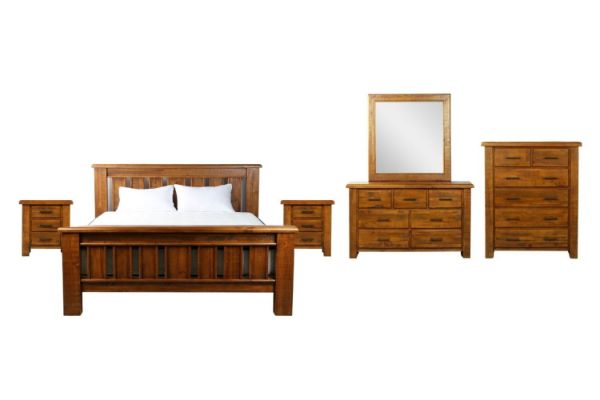 Picture of FLINDERS 4PC/5PC/6PC Solid Pine Wood Bedroom Combo in Queen/King Size