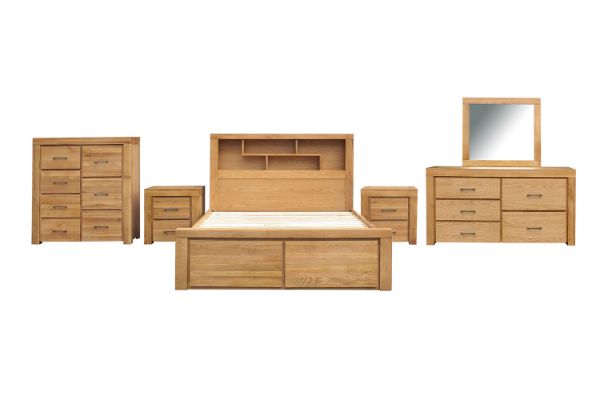 Picture of HEYFIELD Solid Oak Bedroom Combo Set - 6PC King