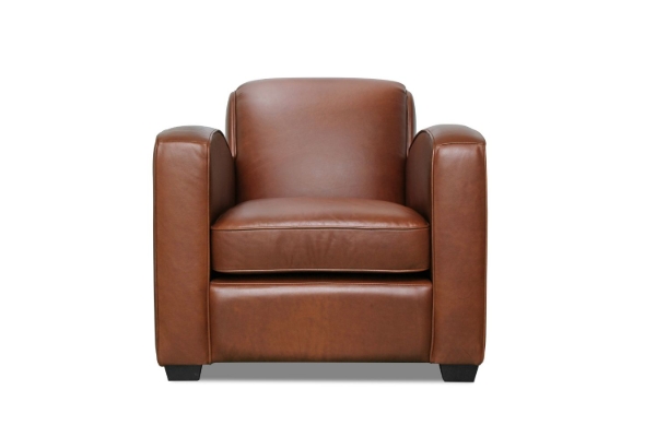 Picture of HEMINGWAY 100% Genuine Silky Aniline Leather Club Armchair/Sofa Chair