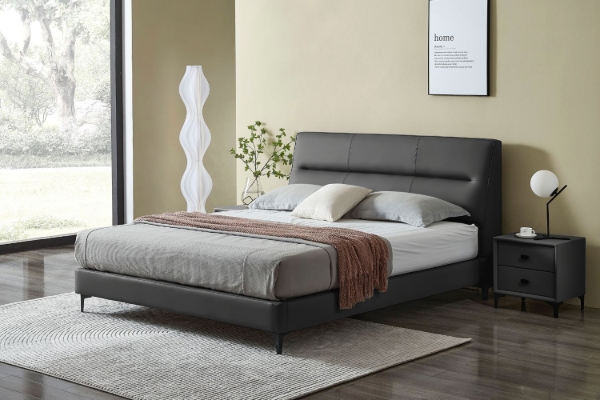 Picture of CUBA Genuine Leather Bed Frame in NZ King Size (Dark Grey)