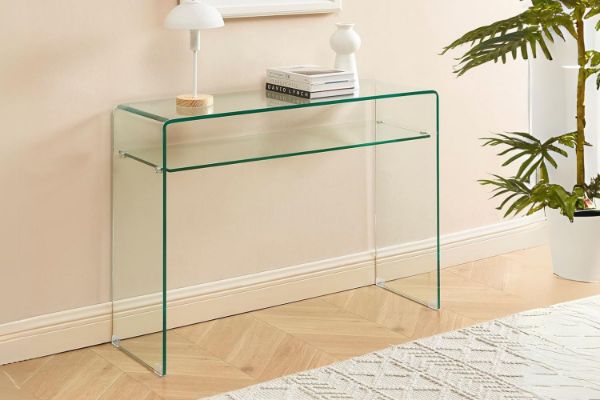 Picture of MURANO 110 Bent Glass Console Table with Shelf