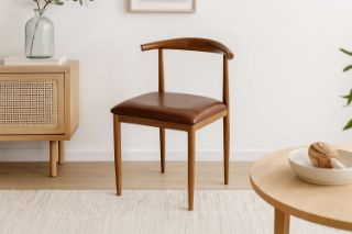 Picture of HORN Metal Frame Dining Chair with Brown Cushion - Each