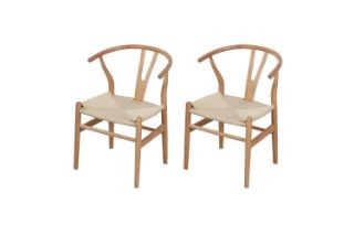 Picture of 53x50x79 WISHBONE Solid Wood Y Replica Chair (Natural Frame-Beige Seat) - 2 Chairs in 1 Carton