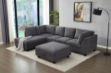 Picture of LIBERTY Premium Chenille Fabric Sectional Sofa (Dark Grey) - Chaise Facing Left with Storage Ottoman
