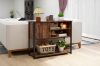 Picture of BESTIER Console Table with Storage Cabinet and Shelves (Brown)