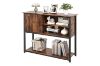 Picture of BESTIER Console Table with Storage Cabinet and Shelves (Brown)