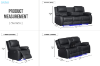 Picture of MARVIN Air Leather Manual Reclining Sofa Range with LED & Console & Wireless Charger (Black)