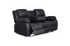 Picture of MARVIN Air Leather Manual Reclining Sofa Range with LED & Console & Wireless Charger (Black)