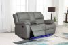 Picture of MARVIN Air Leather Manual Reclining Sofa Range with LED & Console & Wireless Charger (Grey)