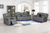 Picture of MARVIN Air Leather Manual Reclining Sofa Range (Grey) - 3 Seat with Drop Down Cup Holders & Wireless Charger (3RRC)
