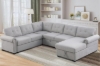Picture of MERITON Sectional Sofa/Pull-Out Sofa Bed with Storage Chaise (Light Grey)