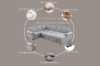 Picture of MERITON Sectional Sofa/Pull-Out Sofa Bed with Storage Chaise (Light Grey)