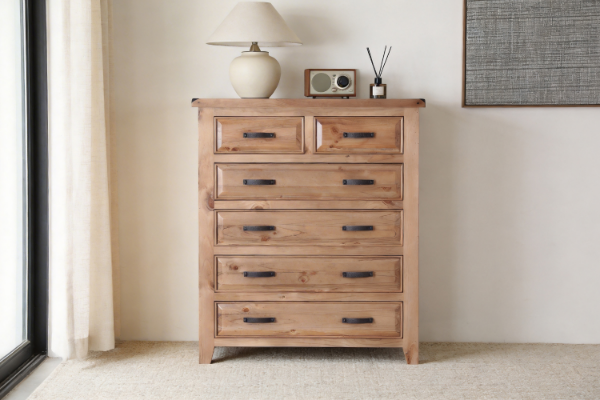 Picture of FRANCO 6-DRawer Solid NZ Pine Wood Tallboy 