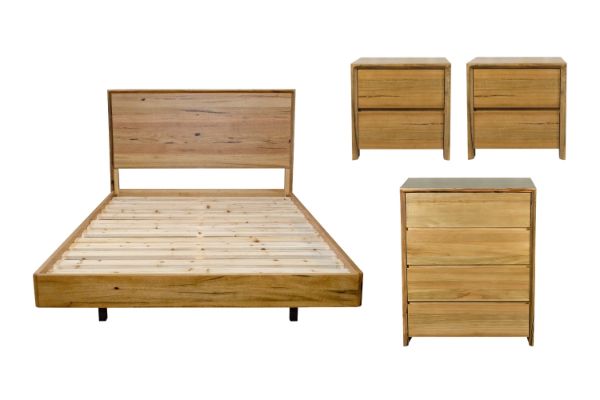 Picture of BRITTON Australian Marri Hardwood Bedroom Combo Set - 4PC King