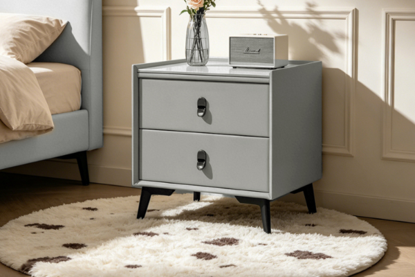 Picture of AUGUSTA 2-Drawer Sintered Stone Top Bedside Table (Light Grey)