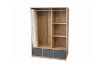 Picture of Aura H160 Open Wardrobe with Fabric Curtain, Open Shelves and 3 Fabric Drawers