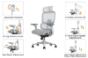 Picture of FLEXO Pro Height Adjustable Mesh Office Chair with Adjustable Headrest & Backrest, 5D Armrests and Seat Slider (Grey)