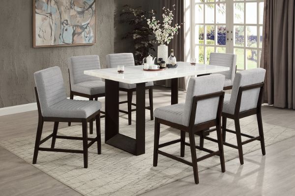 Picture of EDWYN 7PC 173 Marble Top Counter Height Table Set