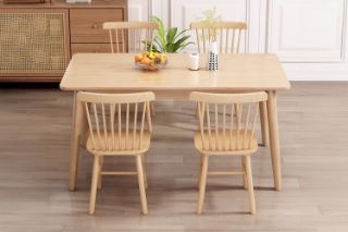 Picture of WINDSOR 5PC Solid Wood Dining Set (Natural Colour) - 130 Table with 4 Chairs