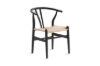 Picture of 49x57x75 WISHBONE Solid Beech Wood Y Replica Chair (Black Frame-Beige Seat) - Each