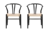 Picture of 49x57x75 WISHBONE Solid Beech Wood Y Replica Chair (Black Frame-Beige Seat) - Each