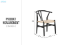 Picture of WISHBONE Solid Beech Wood Y Replica Chair (Black Frame-Beige Seat) - 49x57x75