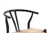 Picture of WISHBONE Solid Beech Wood Y Replica Chair (Black Frame-Beige Seat) - 49x57x75