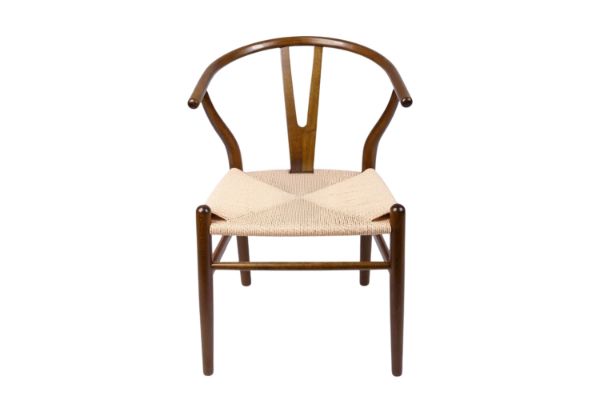 Picture of WISHBONE Solid Beech Wood Y Replica Chair (Walnut Frame-Beige Seat) - 49x57x75
