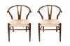 Picture of WISHBONE Solid Beech Wood Y Replica Chair (Walnut Frame-Beige Seat) - 49x57x75