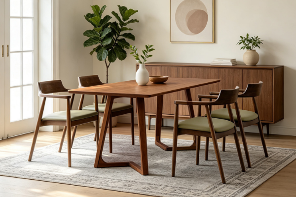 Picture of RIKA 5PC 160 Rectangle Solid Wood Dining Set