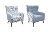 Picture of LUNORA Blue Accent Armchair/Sofa Chair with Floral Outer Back