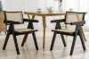 Picture of CHANDIGARH Solid Rubber Wood with Real Rattan Arm Chair (Black)  - Set of 2