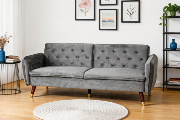 Picture of ARTHUR 3 Seater Velvet Sofa Bed (Grey)