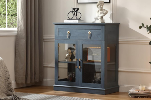 Picture of VANTA 2-Door 1-Drawer Storage Cabinet with LED Lighting (Blue)