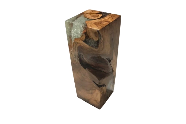 Picture of PILAR Recycled Teak Wood Decorative Sculpture with Icy Glass (12x23cm)