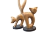 Picture of 650-048 Solid Teak Wood Cat Decorative Sculptures - Set of 2 (H38 & 40cm)