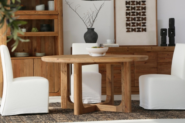 Picture of LUMBER Reclaimed Pine Wood Round Dining Table - D120