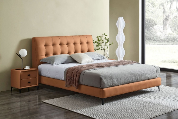 Picture of [FLOOR MODEL CLEARANCE] AUGUSTA Genuine Leather Bed Frame (Brown) - Queen